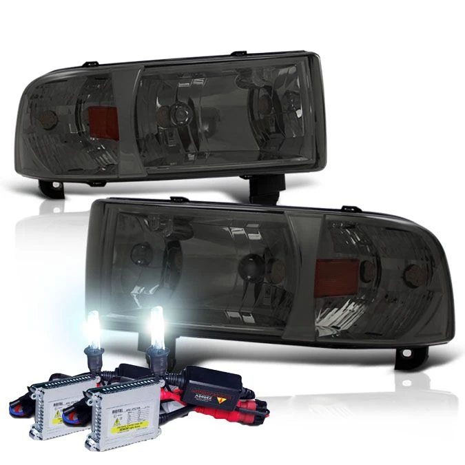 HID Combo 94-01 Dodge Ram Truck 1-Piece Crystal Headlights - Smoked 1 HID Combo 94-01 Dodge Ram Truck 1-Piece Crystal Headlights - Smoked
