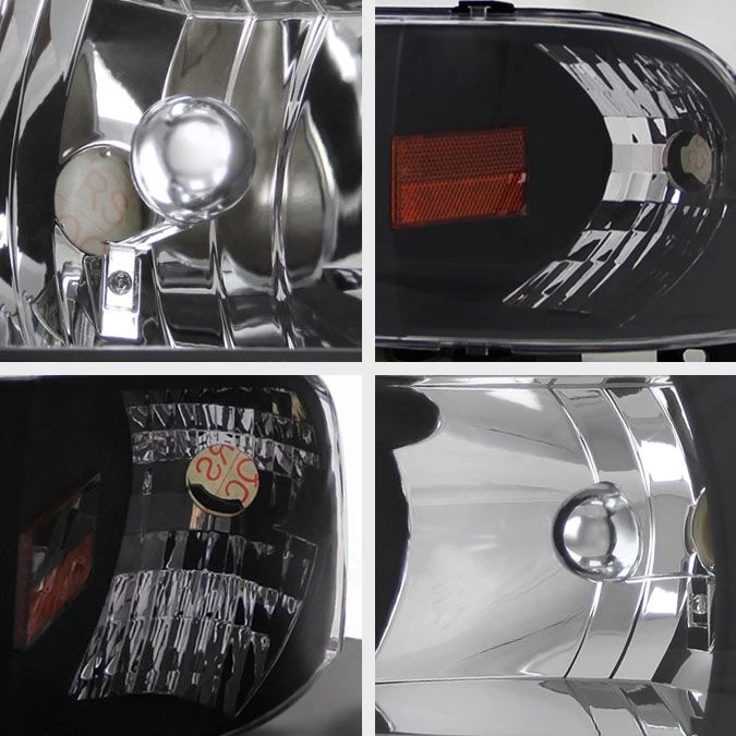 HID Combo 94-01 Dodge Ram Truck 1-Piece Crystal Headlights - Smoked 2 HID Combo 94-01 Dodge Ram Truck 1-Piece Crystal Headlights - Smoked - Image 2