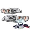 HID Combo 94-97 Ford Mustang 1-Piece Crystal Headlights - Chrome