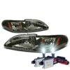 HID Combo 94-97 Ford Mustang 1-Piece Crystal Headlights - Smoked