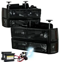 HID Combo 94-98 GMC C10 Yukon Sierra Suburban 8-Piece Headlights - Smoked