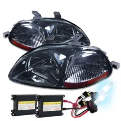HID Combo 96-98 Honda Civic Euro Style Crystal Headlights- Smoked
