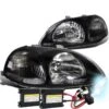 HID Combo 96-98 Honda Civic JDM Style Crystal Headlights- Black