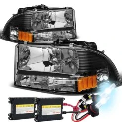 HID Combo 97-03 Dodge Dakota / 98-03 Durango 4pcs Replacement Headlights Set - Black
