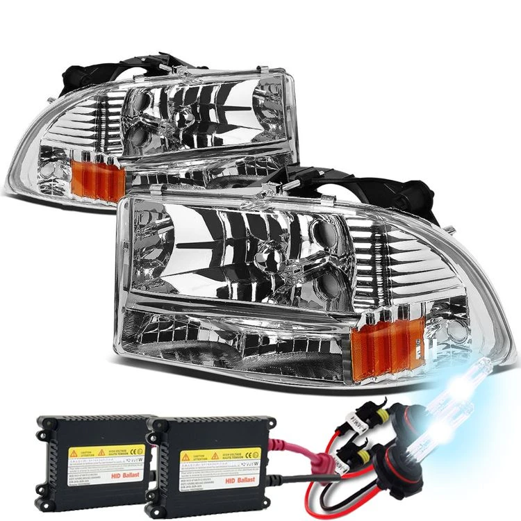 HID Combo 97-03 Dakota / Durango Crystal Headlights - Chrome 1 HID Combo 97-03 Dakota / Durango Crystal Headlights - Chrome