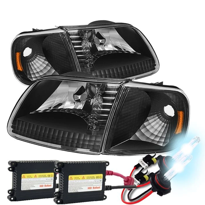 HID Combo 97-03 Ford F150 / Expedition Crystal Headlights + Corner - Black 1 HID Combo 97-03 Ford F150 / Expedition Crystal Headlights + Corner - Black
