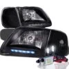 HID Combo 97-03 Ford F150 / Expedition LED Strip Crystal Headlights With Corner Lens - Black