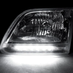 HID Combo 97-03 Ford F150 / Expedition LED Strip Crystal Headlights With Corner Lens - Chrome -High-Efficiency Car Light Store hid xenon 97 03 ford f150 expedition led strip crystal headlights with corner lens chrome 187