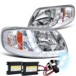 HID Combo 97-03 Ford F150 LED Strip Crystal Headlights - Chrome