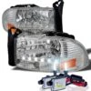 HID Combo 97-04 Dodge Dakota / Durango LED 1-Piece Crystal Headlights - Chrome