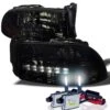 HID Combo 97-04 Dodge Dakota / Durango LED 1-Piece Crystal Headlights - Smoked