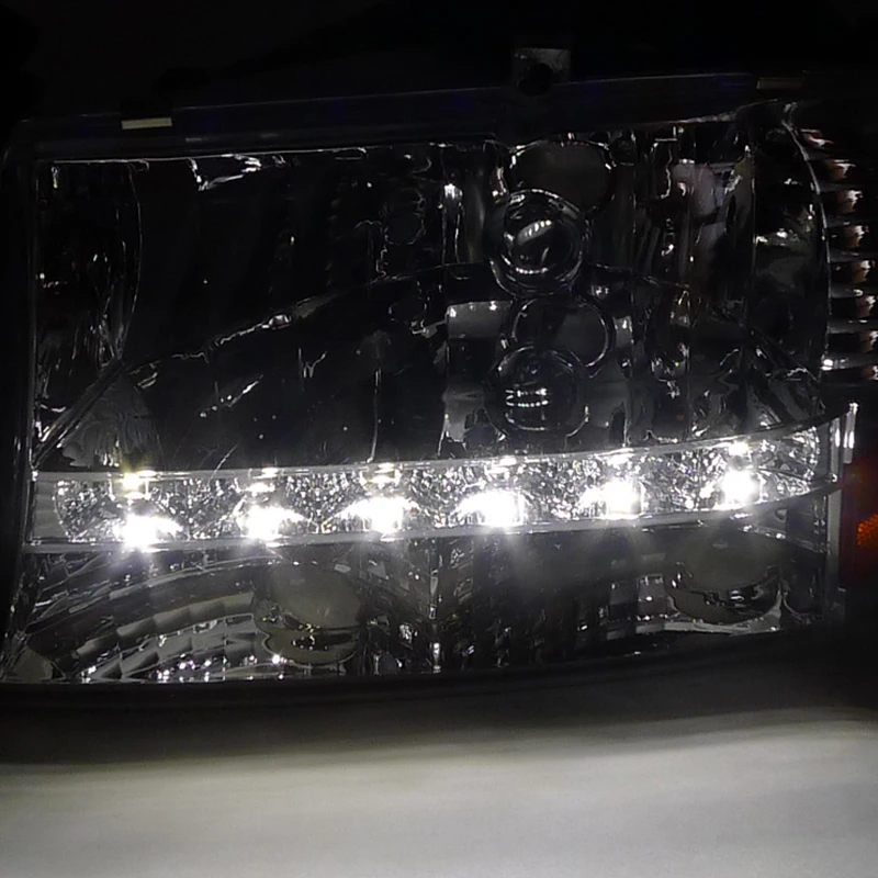 HID Combo 97-04 Dodge Dakota / Durango LED 1-Piece Crystal Headlights - Smoked 5 HID Combo 97-04 Dodge Dakota / Durango LED 1-Piece Crystal Headlights - Smoked - Image 5