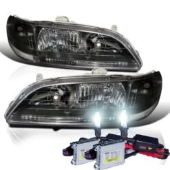 HID Combo 98-02 Honda Accord JDM Black Crystal Headlights- Black