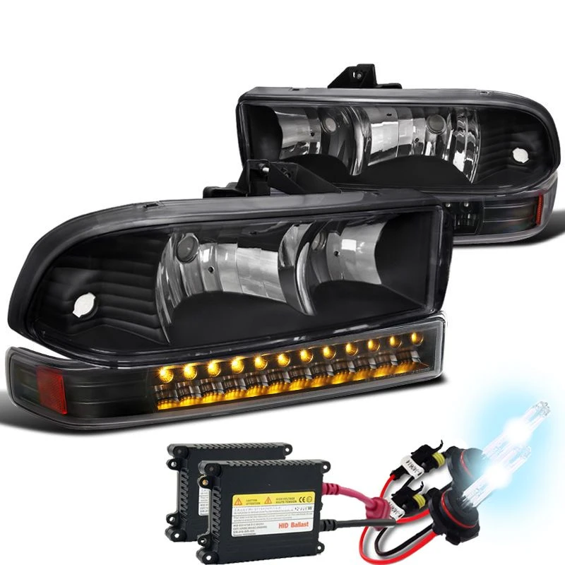 HID Combo 98-04 Chevy S10 Pickup / Blazer Crystal Headlights + LED Bumper Parking Lights - Black 1 HID Combo 98-04 Chevy S10 Pickup / Blazer Crystal Headlights + LED Bumper Parking Lights - Black
