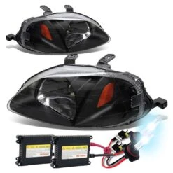 HID Combo 99-00 Honda Civic Crystal Replacement Headlights - Black