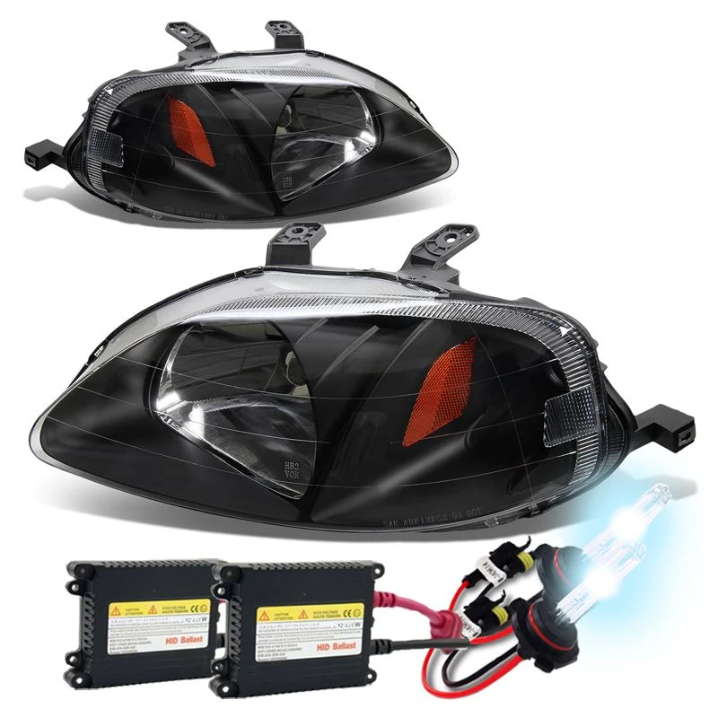 HID Combo 99-00 Honda Civic Crystal Replacement Headlights - Black 1 HID Combo 99-00 Honda Civic Crystal Replacement Headlights - Black