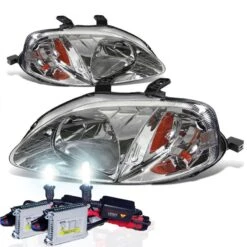 HID Combo 99-00 Honda Civic Crystal Replacement Headlights - Chrome