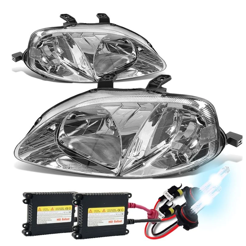 HID Combo 99-00 Honda Civic Replacement Crystal Headlights - Chrome 1 HID Combo 99-00 Honda Civic Replacement Crystal Headlights - Chrome