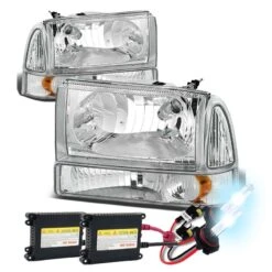 HID Combo 99-04 Ford F250 / F350 / SuperDuty O.E. Style Crystal Headlights Combo - Chrome