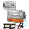 HID Combo 99-04 Ford F250/F350 Super Duty Headlight + Bumper + LED Turn Signal Light - Chrome Clear