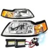 HID Combo 99-04 Ford Mustang LED DRL Bar Headlights - Chrome / Amber