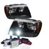 HID Combo 99-04 Jeep Grand Cherokee Crystal Replacement Headlights - Black