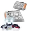 HID Combo 99-04 Jeep Grand Cherokee Crystal Replacement Headlights - Chrome