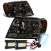 HID Combo 99-04 Jeep Grand Cherokee Crystal Replacement Headlights - Smoked