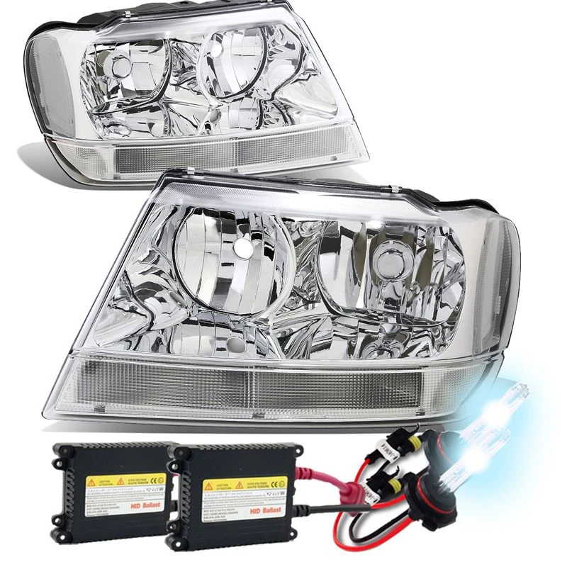 HID Combo 99-04 Jeep Grand Cherokee Replacement Crystal Headlights - Chrome Clear 1 HID Combo 99-04 Jeep Grand Cherokee Replacement Crystal Headlights - Chrome Clear