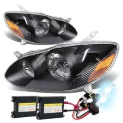 HID Xenon Upgrade 03-08 Toyota Corolla Euro Style Crystal Headlights - Black