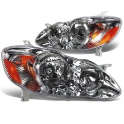 03-08 Toyota Corolla OE-Style Replacement Headlights Pair - Chrome / Clear Lens