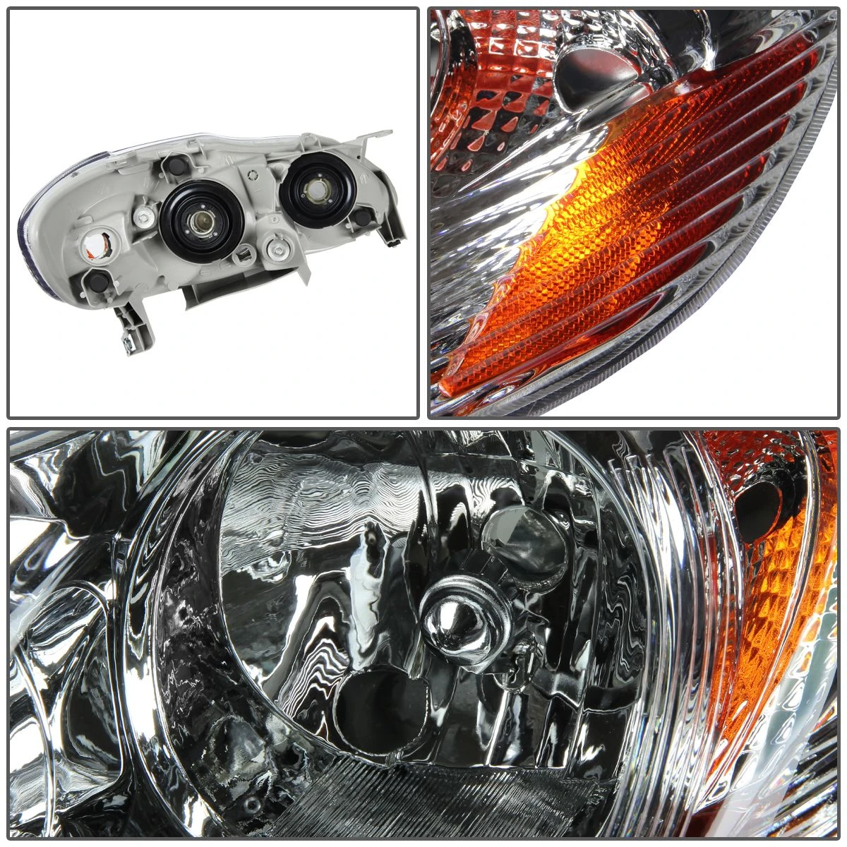 03-08 Toyota Corolla OE-Style Replacement Headlights Pair - Chrome / Clear Lens 2 03-08 Toyota Corolla OE-Style Replacement Headlights Pair - Chrome / Clear Lens - Image 2