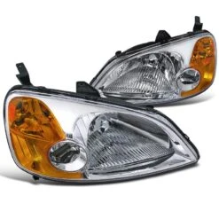 01-03 Honda CIvic EM ES JDM Style Headlights - Chrome Amber