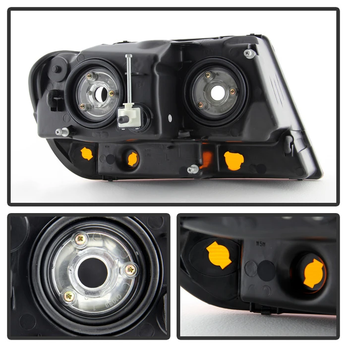 Jeep Grand Cherokee 99-04 Laredo Crystal Headlights -Black 3 Jeep Grand Cherokee 99-04 Laredo Crystal Headlights -Black - Image 3
