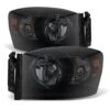 Dodge Ram 1500 06-08 / Ram 2500/3500 07-09 Amber Crystal Headlights - Black Smoked