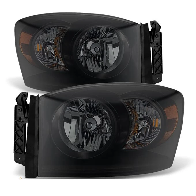 Dodge Ram 1500 06-08 / Ram 2500/3500 07-09 Amber Crystal Headlights - Black Smoked 1 Dodge Ram 1500 06-08 / Ram 2500/3500 07-09 Amber Crystal Headlights - Black Smoked