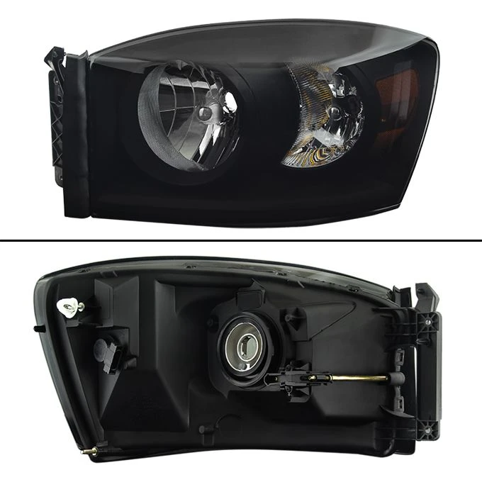 Dodge Ram 1500 06-08 / Ram 2500/3500 07-09 Amber Crystal Headlights - Black Smoked 2 Dodge Ram 1500 06-08 / Ram 2500/3500 07-09 Amber Crystal Headlights - Black Smoked - Image 2