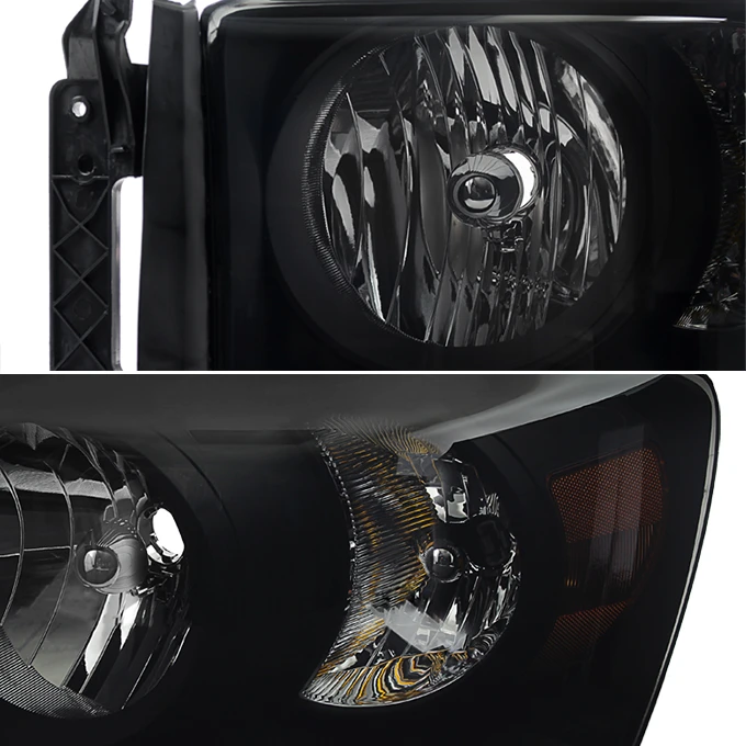 Dodge Ram 1500 06-08 / Ram 2500/3500 07-09 Amber Crystal Headlights - Black Smoked 3 Dodge Ram 1500 06-08 / Ram 2500/3500 07-09 Amber Crystal Headlights - Black Smoked - Image 3