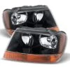 Jeep Grand Cherokee 99-04 Laredo Crystal Headlights -Black