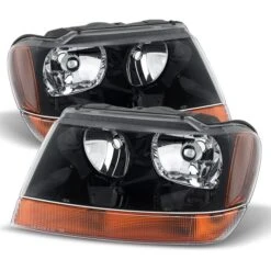 Jeep Grand Cherokee 99-04 Laredo Crystal Headlights -Black