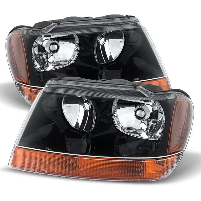 Jeep Grand Cherokee 99-04 Laredo Crystal Headlights -Black 1 Jeep Grand Cherokee 99-04 Laredo Crystal Headlights -Black