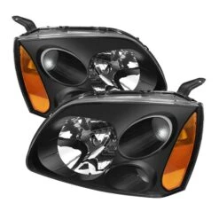 Mitsubishi Galant 04-08 Amber Crystal Headlights - Black